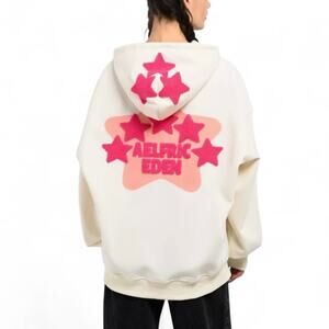 Aelfric Eden vintage embroidery Eden star hoodie sweatshirt cream and pink